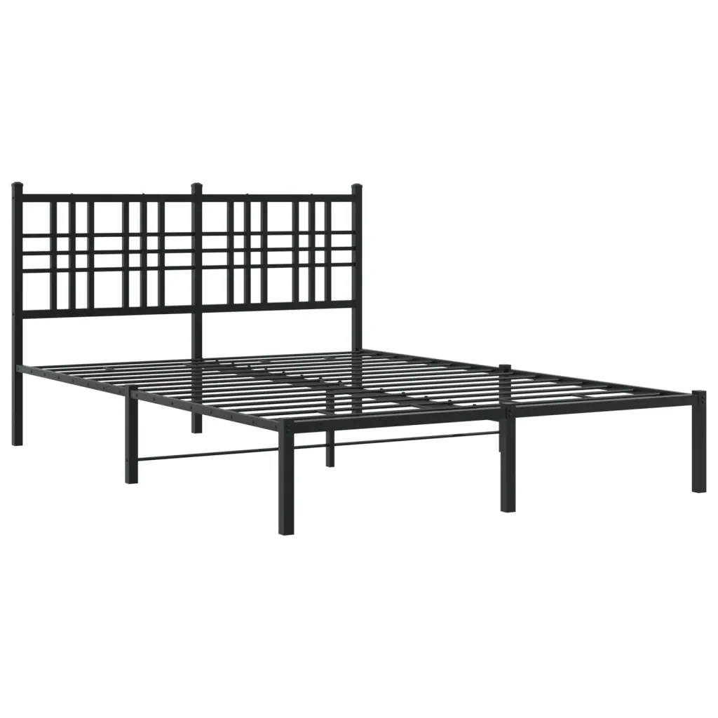 Letto matrimoniale | Letto per adulti | Giroletto con Testiera in Metallo Nero 120x190 cm - Image 4