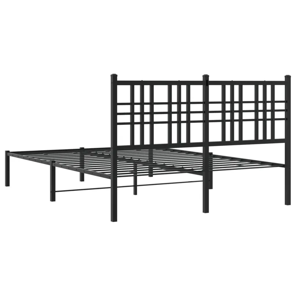 Letto matrimoniale | Letto per adulti | Giroletto con Testiera in Metallo Nero 120x190 cm - Image 6