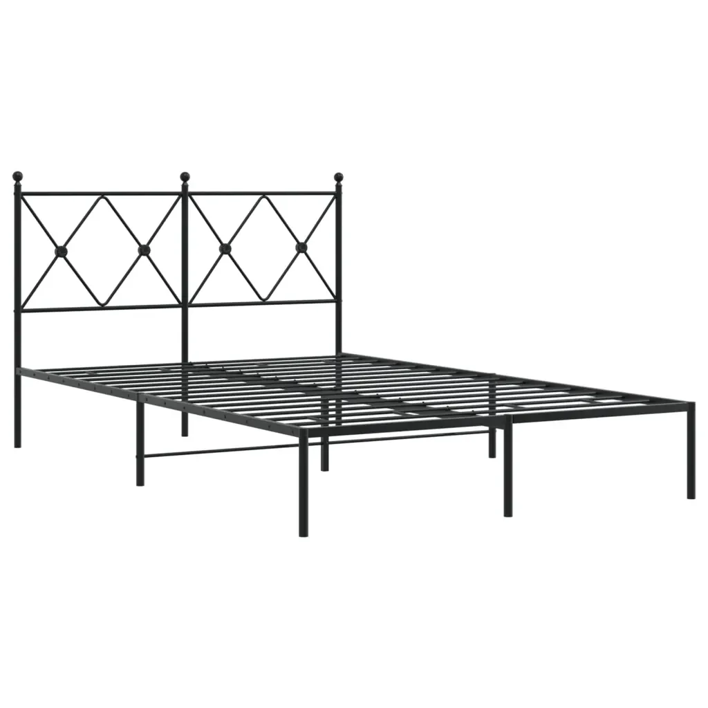 Letto matrimoniale | Letto per adulti | Giroletto con Testiera in Metallo Nero 120x190 cm - Image 4