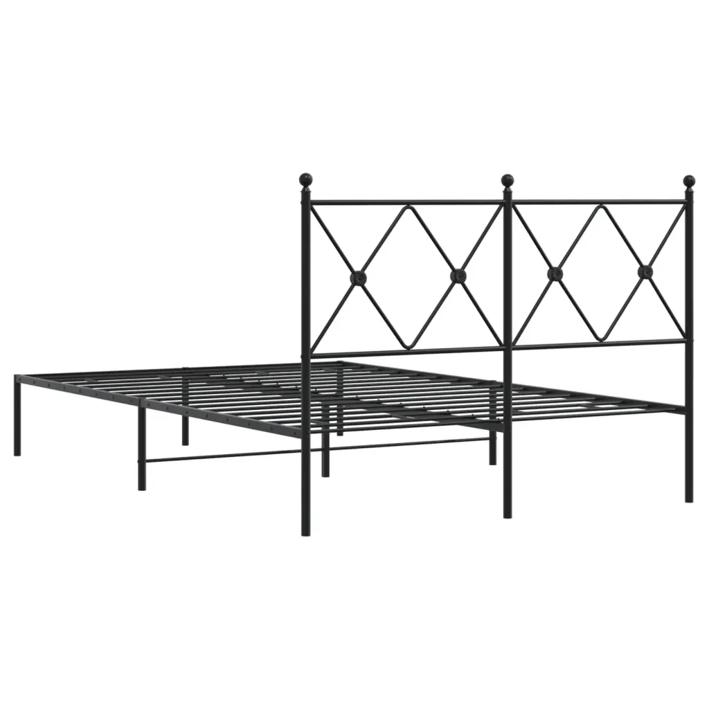 Letto matrimoniale | Letto per adulti | Giroletto con Testiera in Metallo Nero 120x190 cm - Image 6