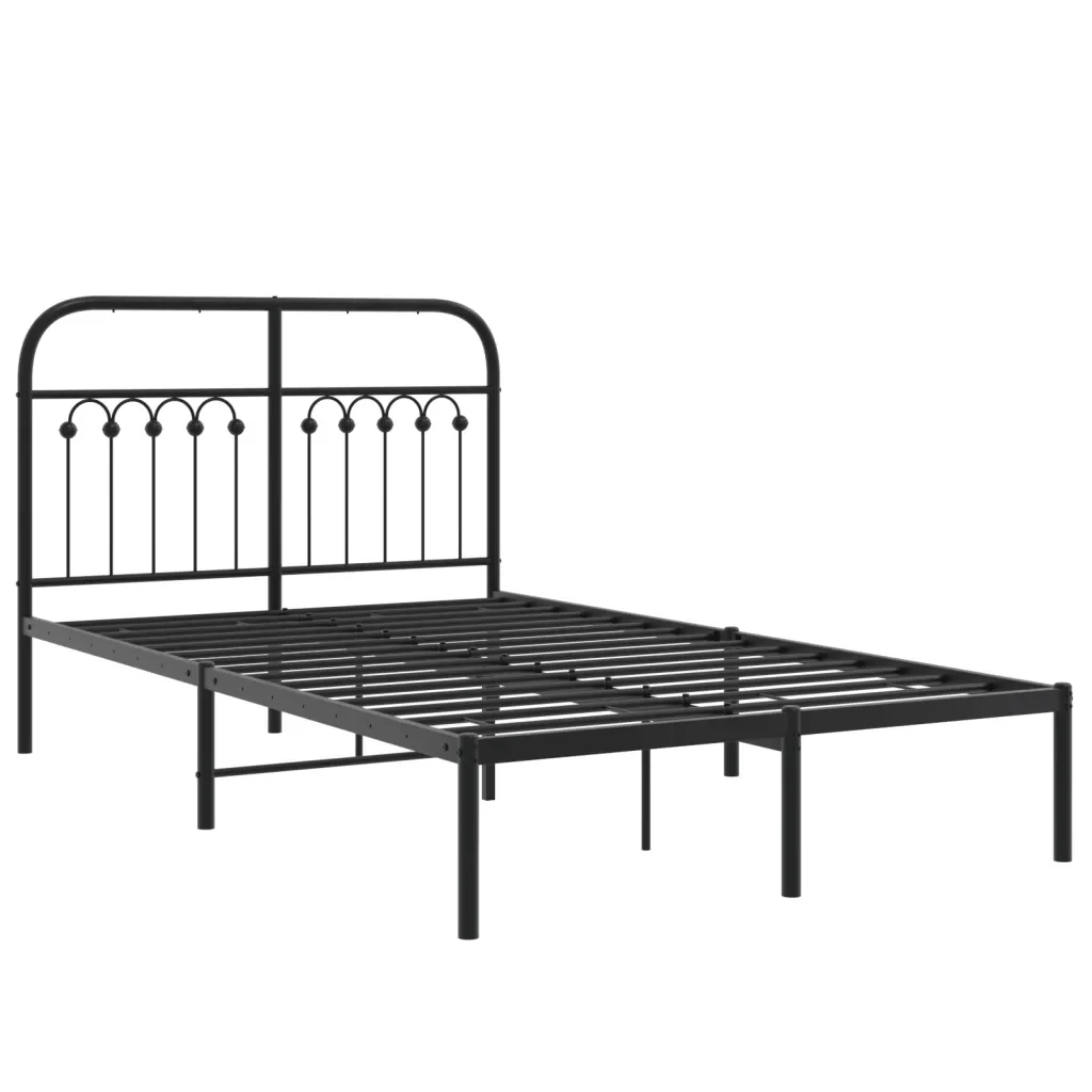 Letto matrimoniale | Letto per adulti | Giroletto con Testiera in Metallo Nero 120x190 cm - Image 3