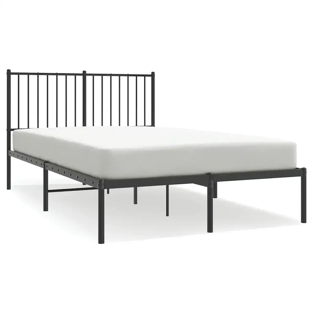 Letto matrimoniale | Letto per adulti | Giroletto con Testiera in Metallo Nero 120x190 cm