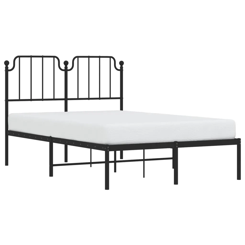 Letto matrimoniale | Letto per adulti | Giroletto con Testiera in Metallo Nero 120x200 cm - Image 4