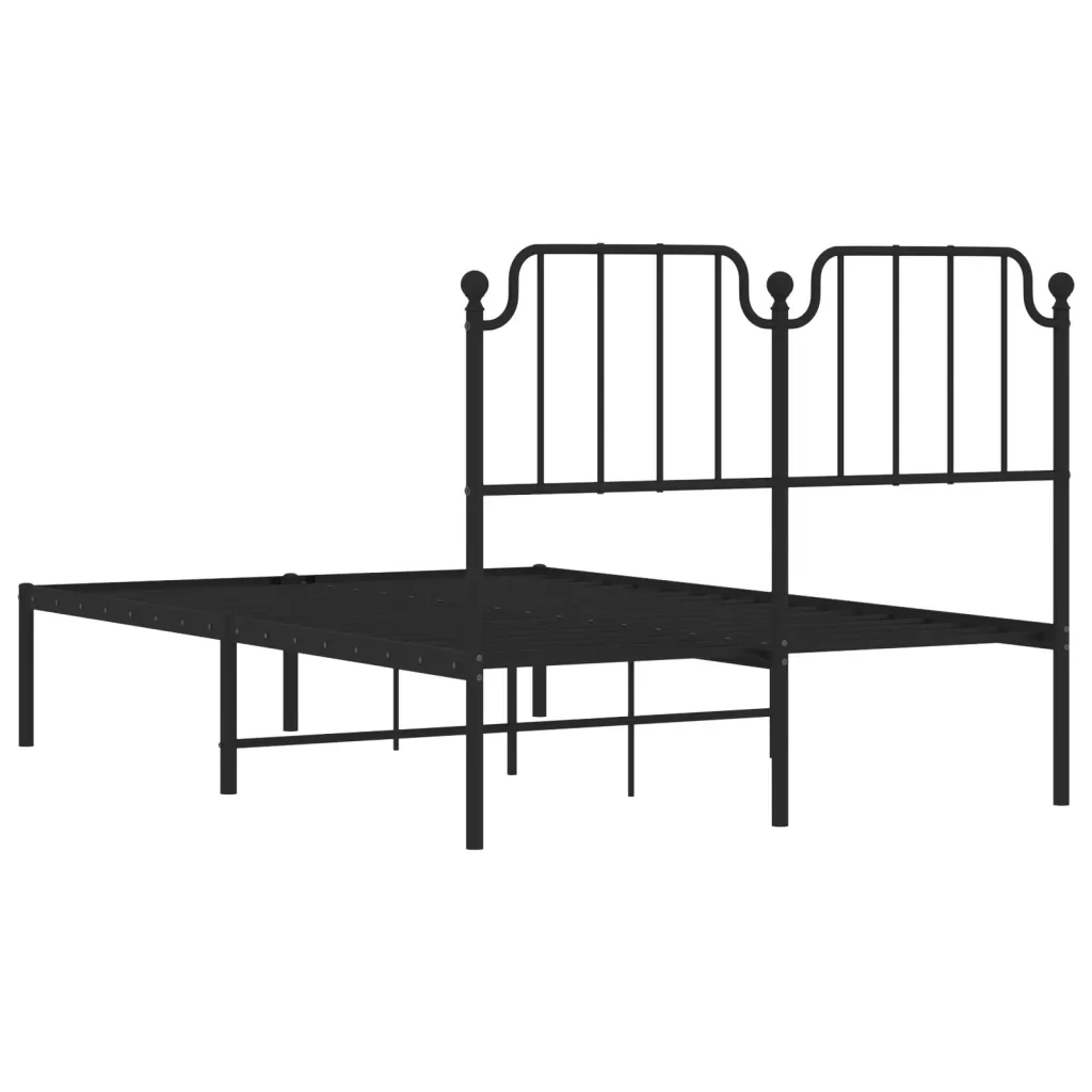 Letto matrimoniale | Letto per adulti | Giroletto con Testiera in Metallo Nero 120x200 cm - Image 7