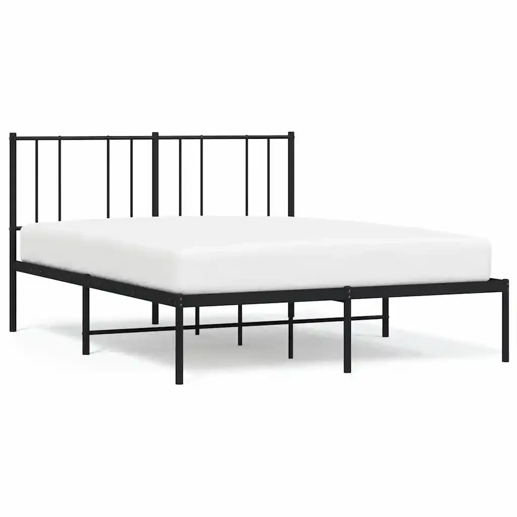 Letto matrimoniale | Letto per adulti | Giroletto con Testiera in Metallo Nero 120x200 cm