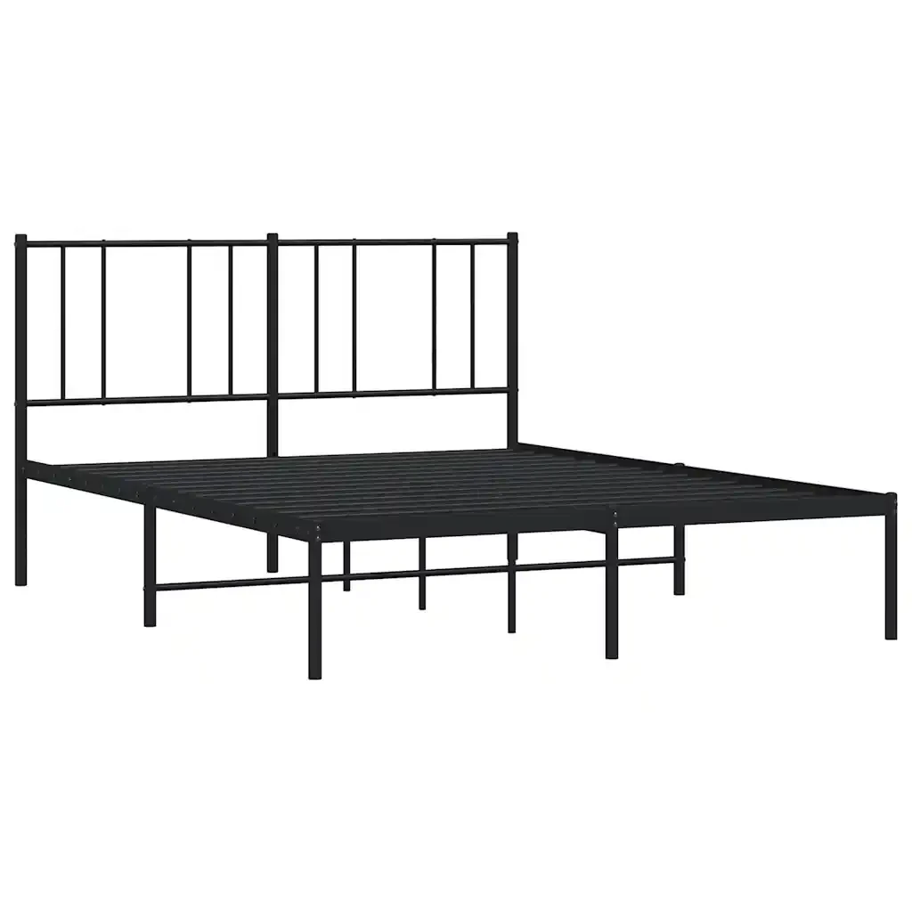 Letto matrimoniale | Letto per adulti | Giroletto con Testiera in Metallo Nero 120x200 cm - Image 4