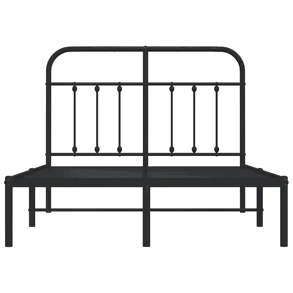 Letto matrimoniale | Letto per adulti | Giroletto con Testiera in Metallo Nero 120x200 cm - Image 6