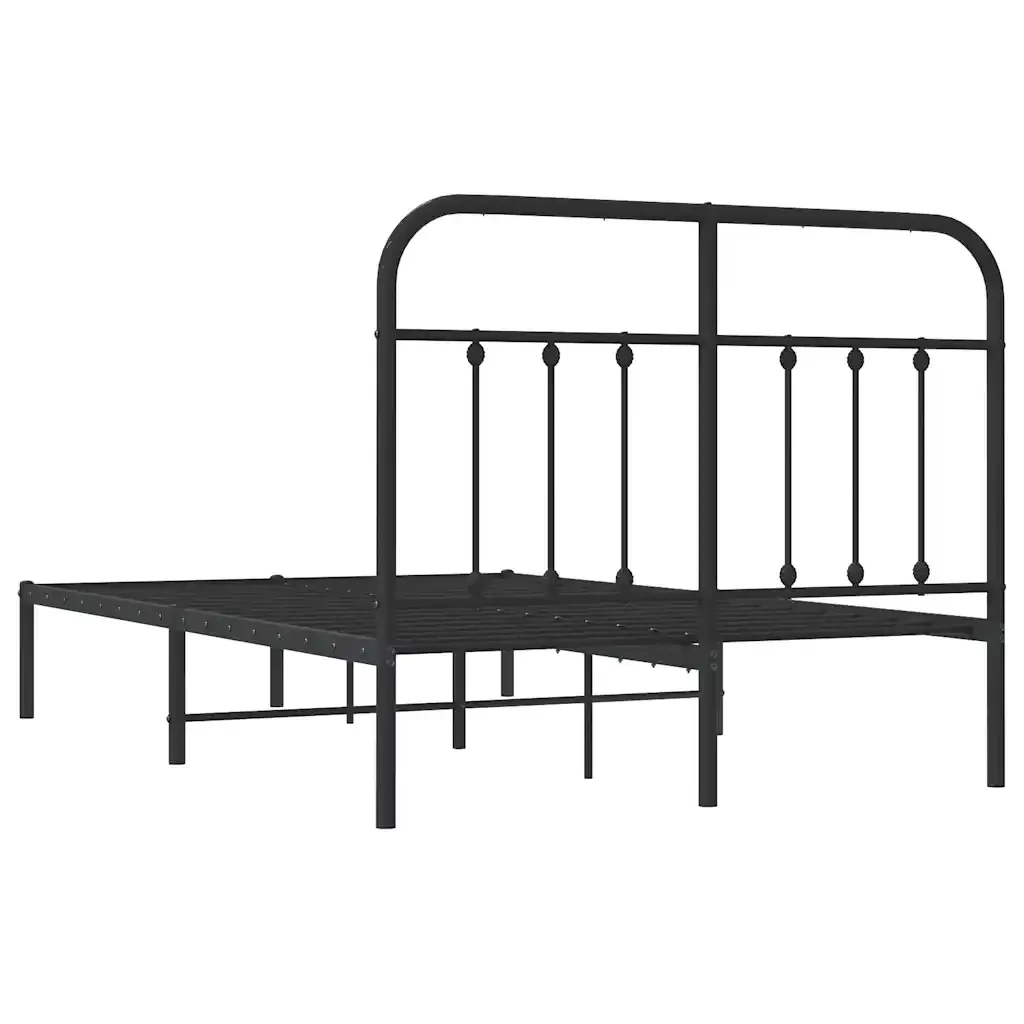 Letto matrimoniale | Letto per adulti | Giroletto con Testiera in Metallo Nero 120x200 cm - Image 8