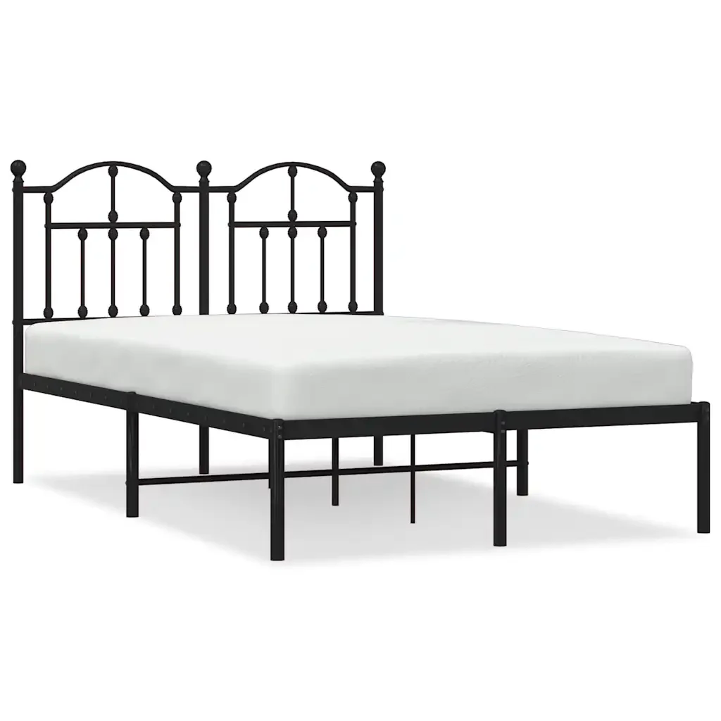 Letto matrimoniale | Letto per adulti | Giroletto con Testiera in Metallo Nero 120x200 cm