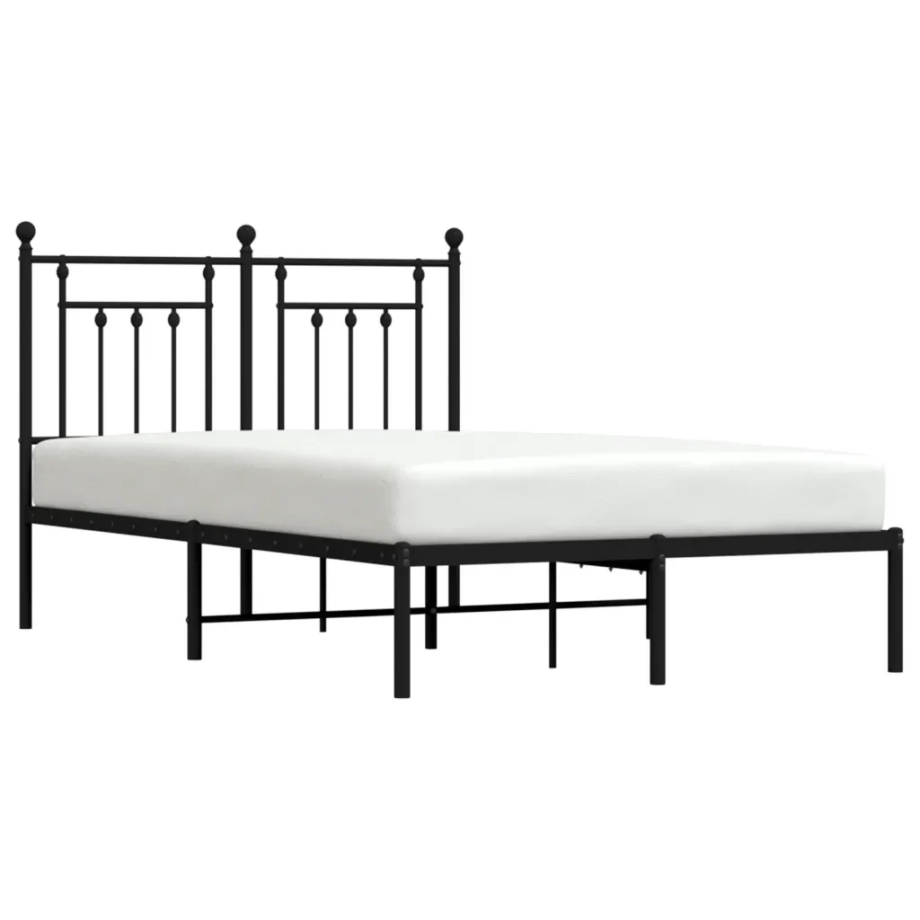 Letto matrimoniale | Letto per adulti | Giroletto con Testiera in Metallo Nero 120x200 cm - Image 5