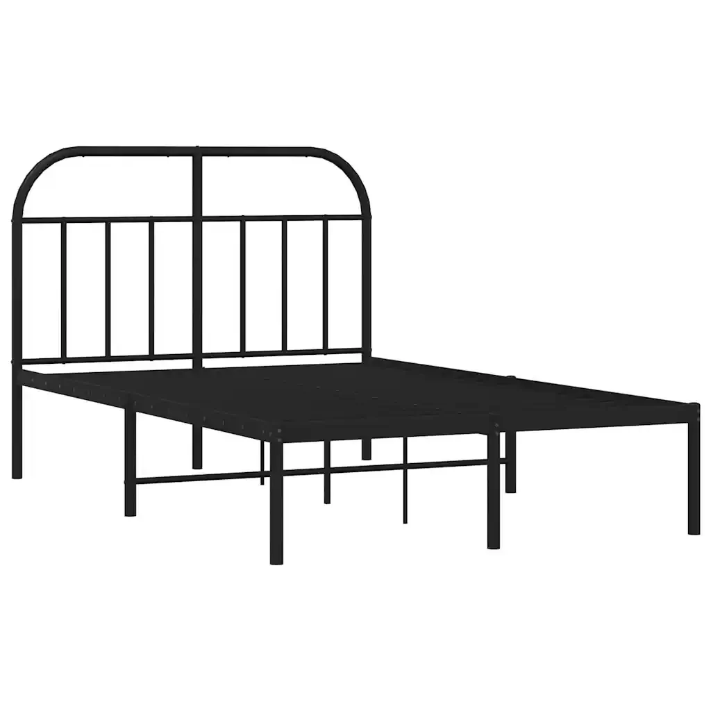Letto matrimoniale | Letto per adulti | Giroletto con Testiera in Metallo Nero 120x200 cm - Image 3