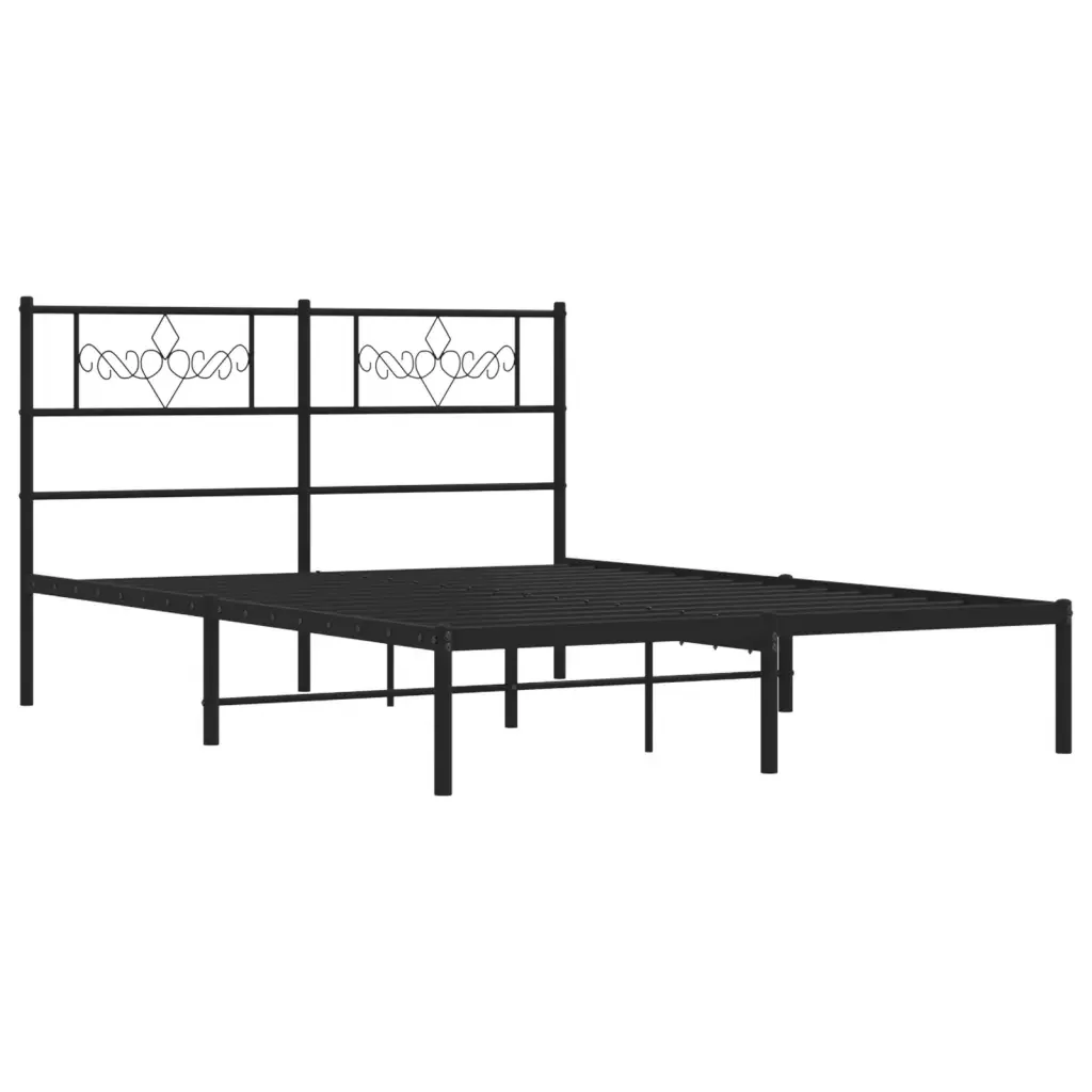 Letto matrimoniale | Letto per adulti | Giroletto con Testiera in Metallo Nero 120x200 cm - Image 3