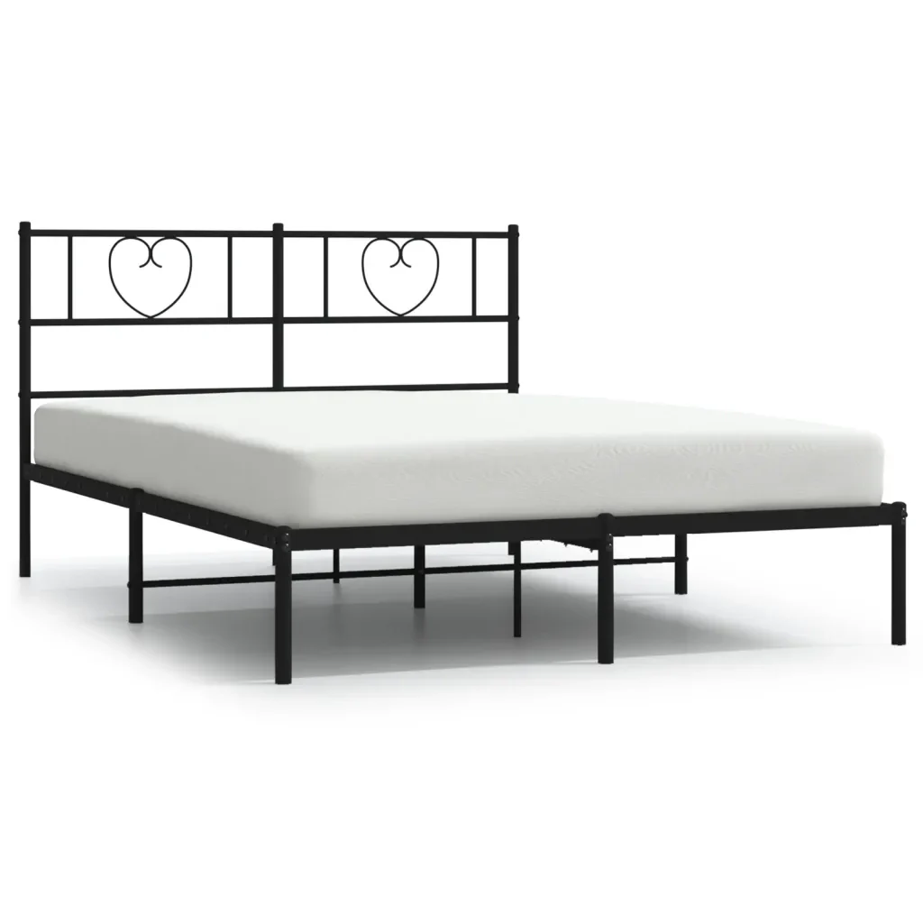 Letto matrimoniale | Letto per adulti | Giroletto con Testiera in Metallo Nero 120x200 cm