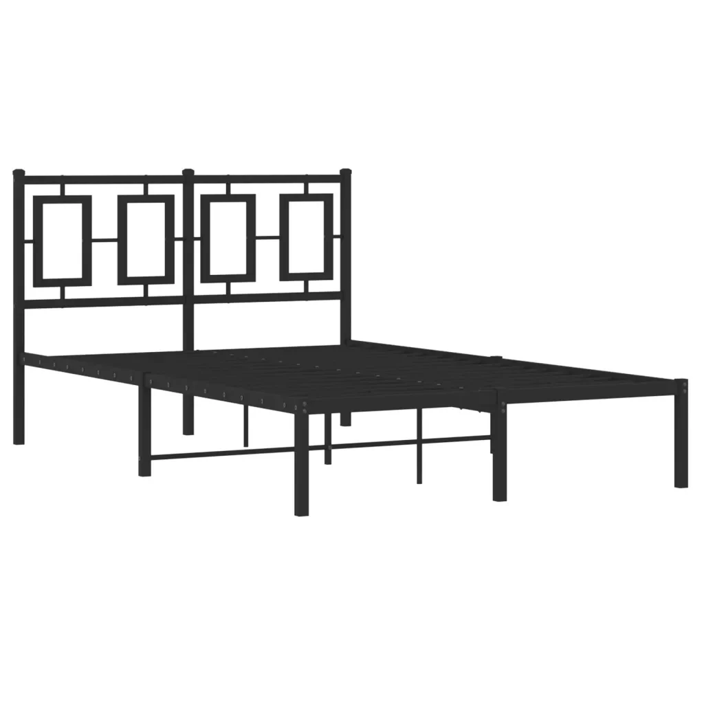 Letto matrimoniale | Letto per adulti | Giroletto con Testiera in Metallo Nero 120x200 cm - Image 4