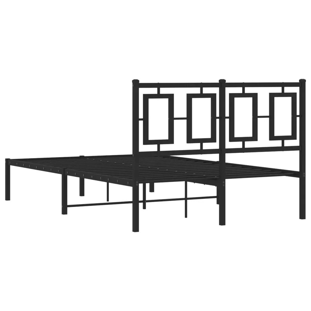 Letto matrimoniale | Letto per adulti | Giroletto con Testiera in Metallo Nero 120x200 cm - Image 7