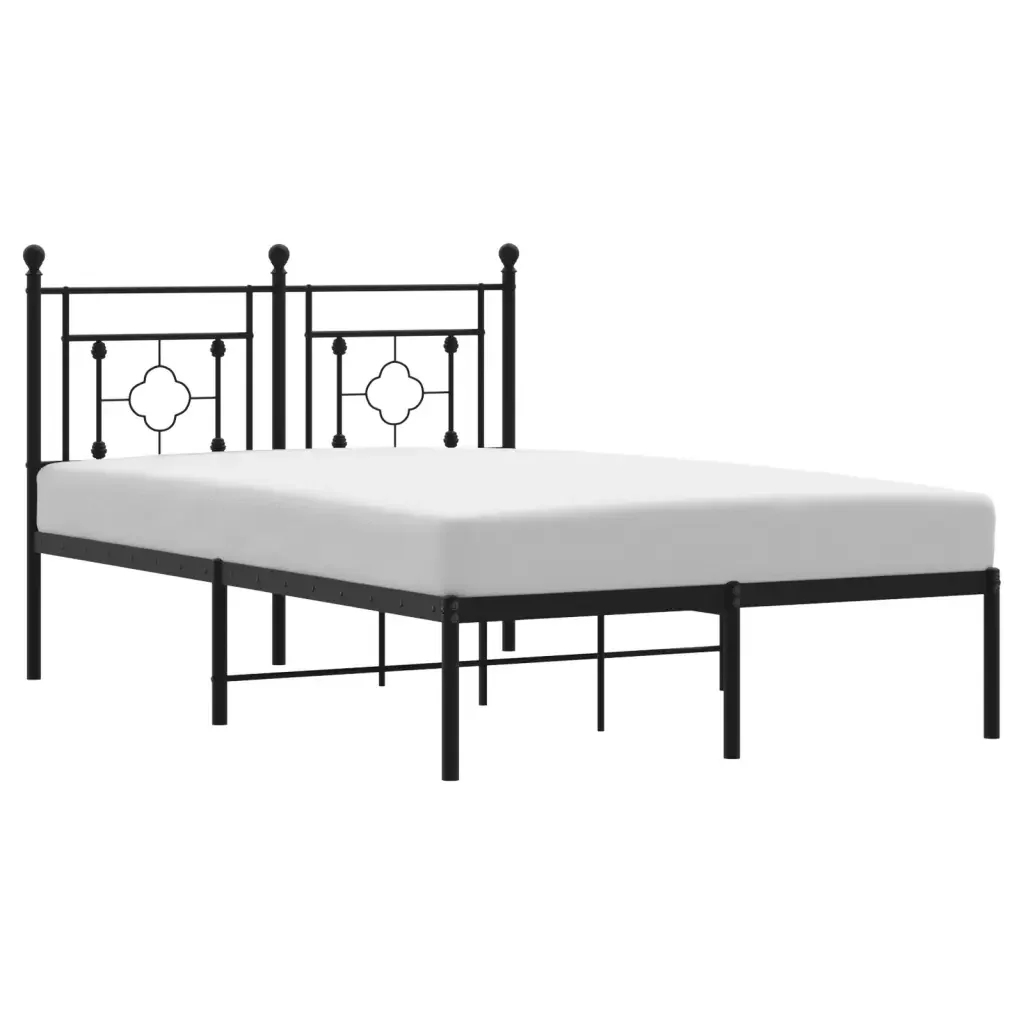 Letto matrimoniale | Letto per adulti | Giroletto con Testiera in Metallo Nero 120x200 cm
