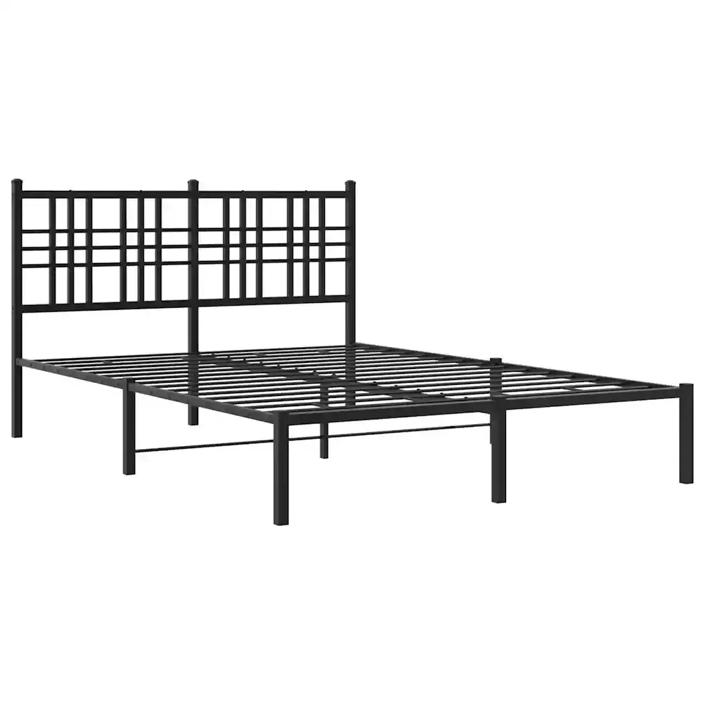 Letto matrimoniale | Letto per adulti | Giroletto con Testiera in Metallo Nero 120x200 cm - Image 4