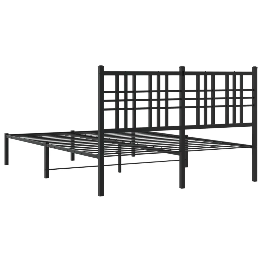 Letto matrimoniale | Letto per adulti | Giroletto con Testiera in Metallo Nero 120x200 cm - Image 6
