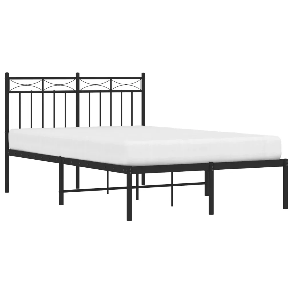 Letto matrimoniale | Letto per adulti | Giroletto con Testiera in Metallo Nero 120x200 cm - Image 4
