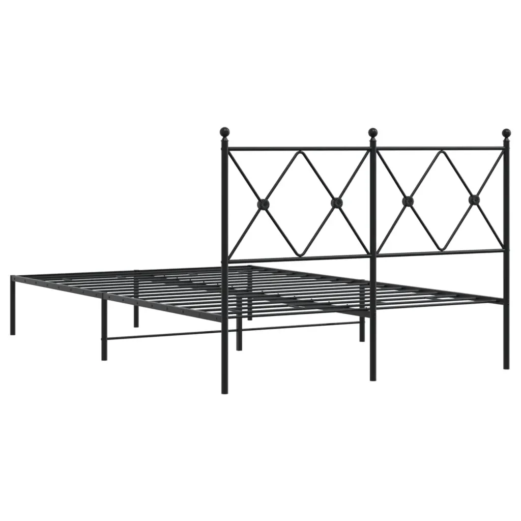 Letto matrimoniale | Letto per adulti | Giroletto con Testiera in Metallo Nero 120x200 cm - Image 6