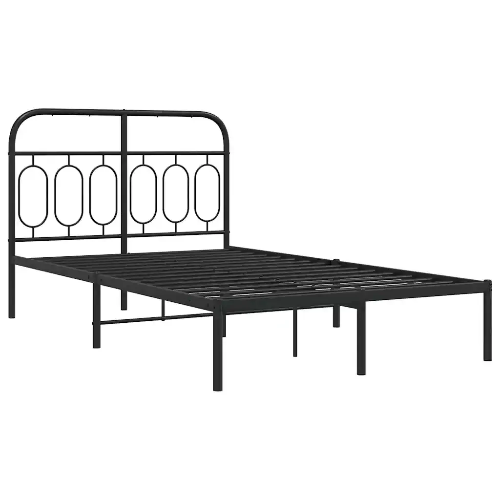 Letto matrimoniale | Letto per adulti | Giroletto con Testiera in Metallo Nero 120x200 cm - Image 3