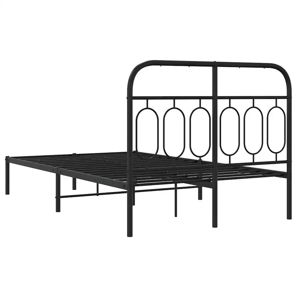 Letto matrimoniale | Letto per adulti | Giroletto con Testiera in Metallo Nero 120x200 cm - Image 6