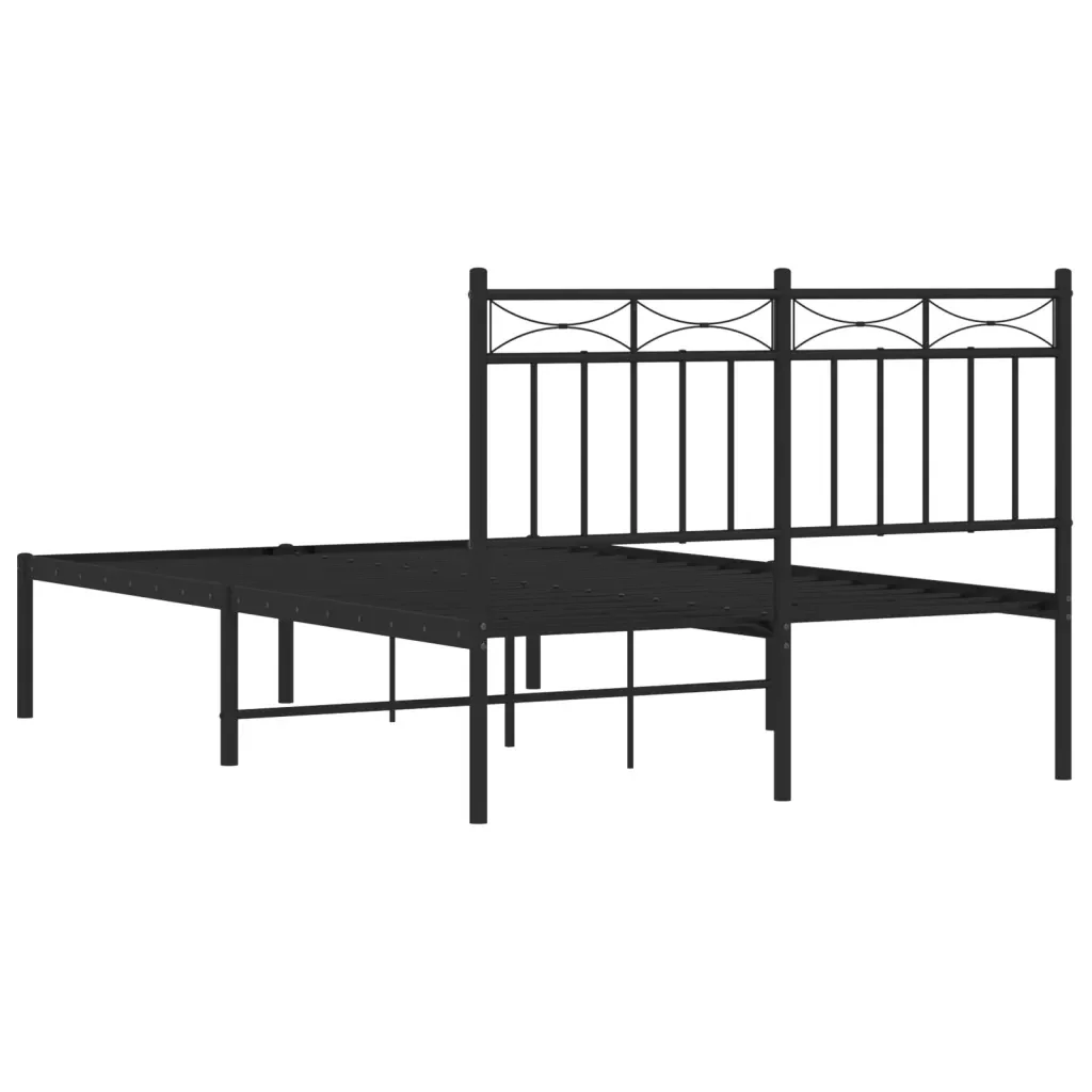 Letto matrimoniale | Letto per adulti | Giroletto con Testiera in Metallo Nero 120x200 cm - Image 7