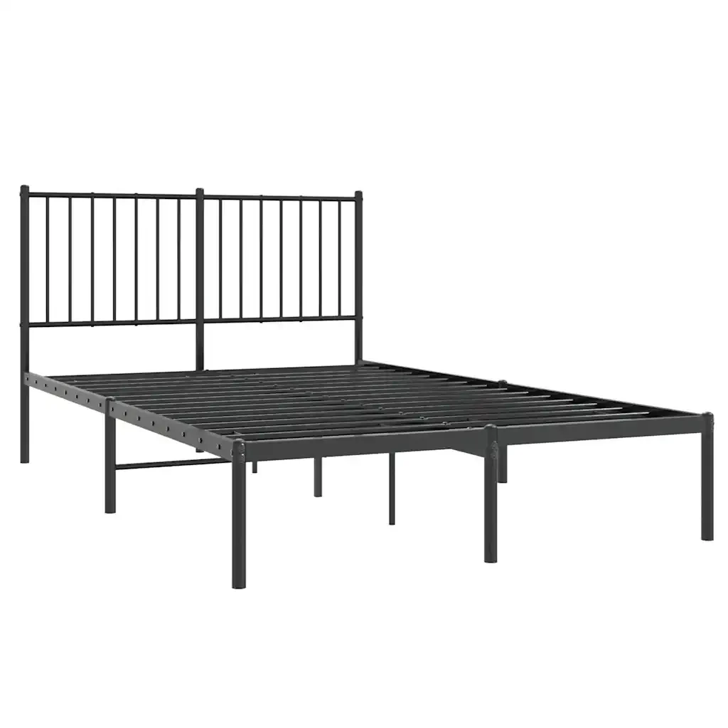 Letto matrimoniale | Letto per adulti | Giroletto con Testiera in Metallo Nero 120x200 cm - Image 4