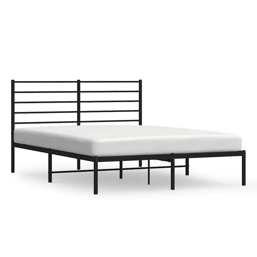 Letto matrimoniale | Letto per adulti | Giroletto con Testiera in Metallo Nero 120x200 cm
