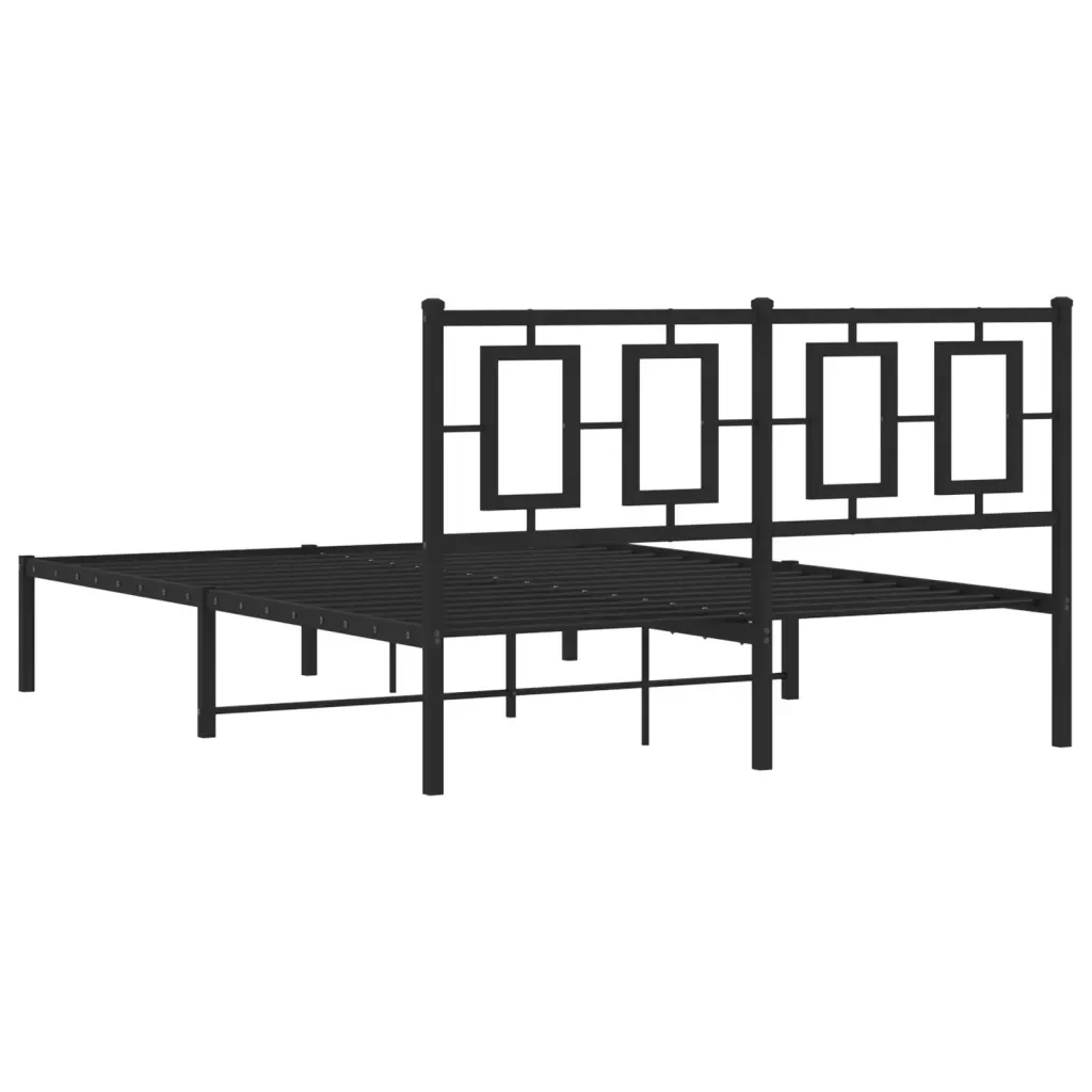 Letto matrimoniale | Letto per adulti | Giroletto con Testiera in Metallo Nero 135x190 cm - Image 7