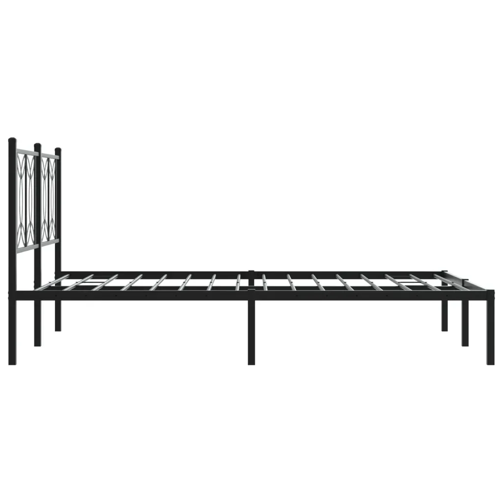 Letto matrimoniale | Letto per adulti | Giroletto con Testiera in Metallo Nero 135x190 cm - Image 5