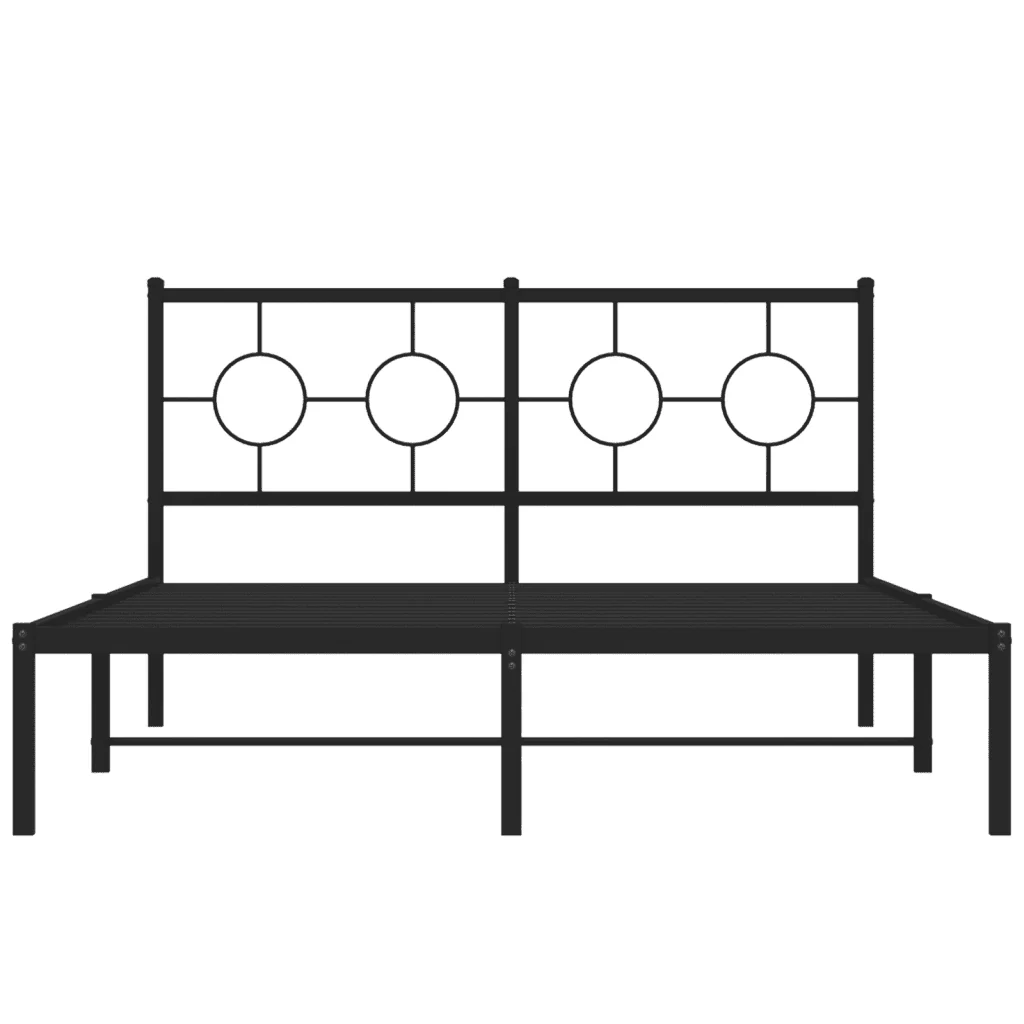 Letto matrimoniale | Letto per adulti | Giroletto con Testiera in Metallo Nero 135x190 cm - Image 5