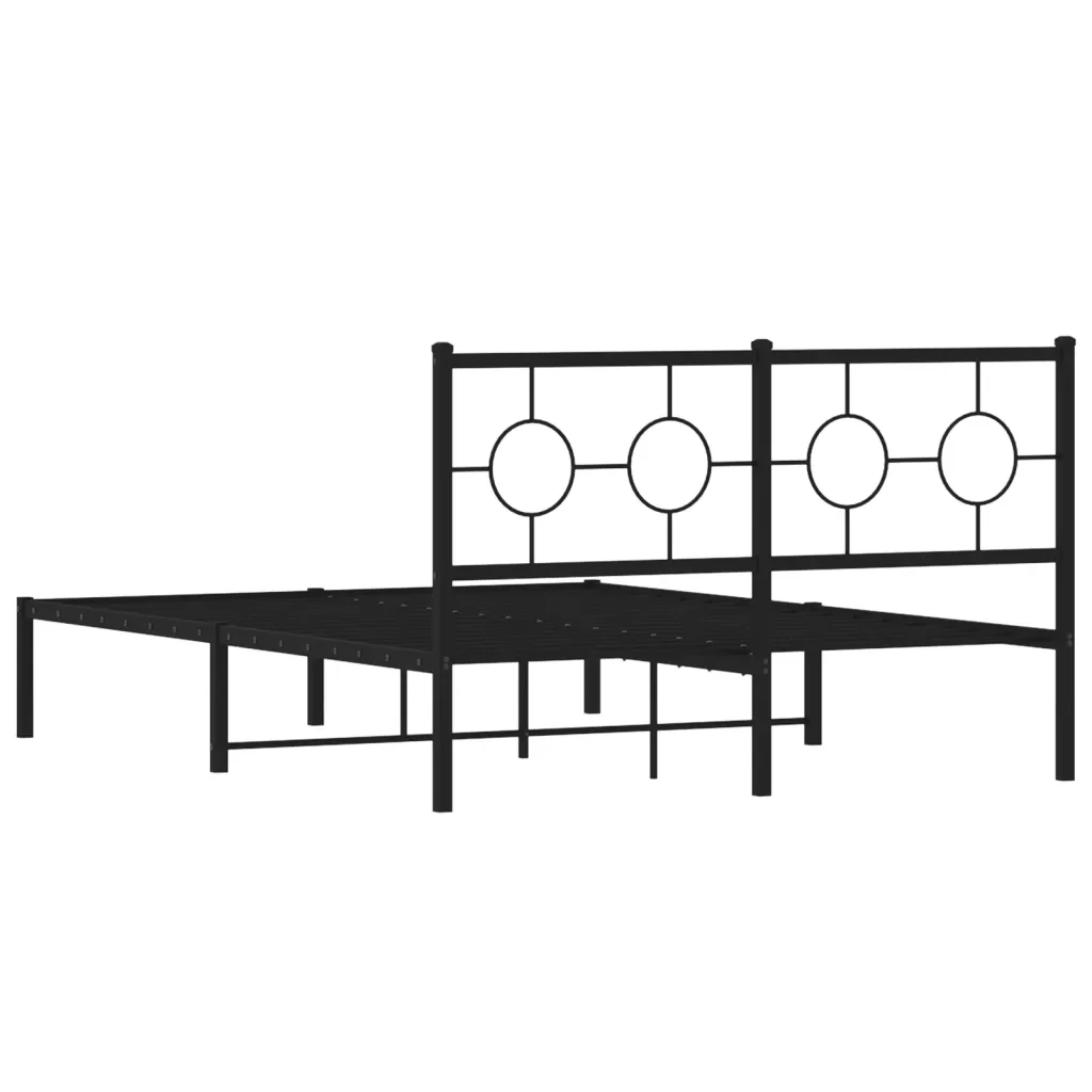 Letto matrimoniale | Letto per adulti | Giroletto con Testiera in Metallo Nero 135x190 cm - Image 7