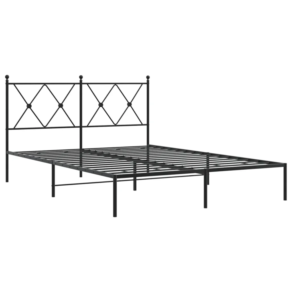 Letto matrimoniale | Letto per adulti | Giroletto con Testiera in Metallo Nero 135x190 cm - Image 4