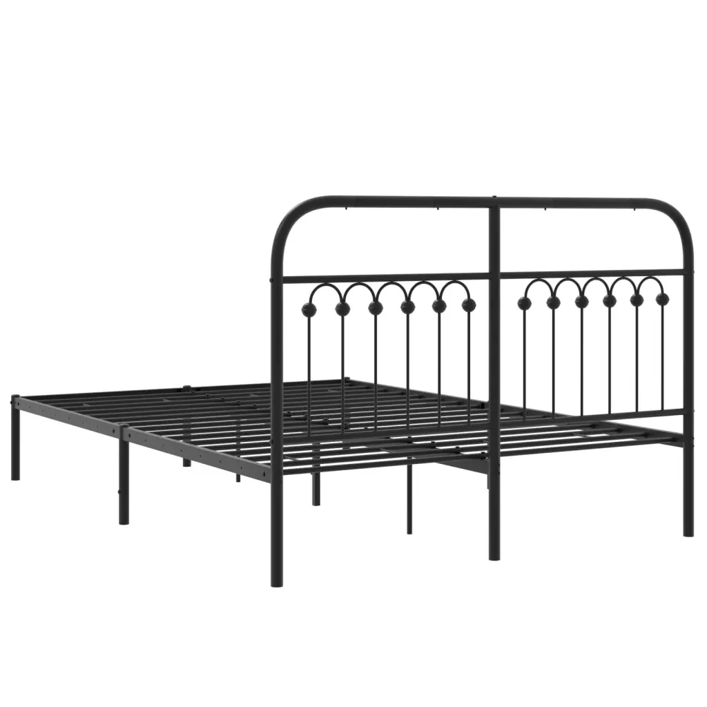 Letto matrimoniale | Letto per adulti | Giroletto con Testiera in Metallo Nero 135x190 cm - Image 6