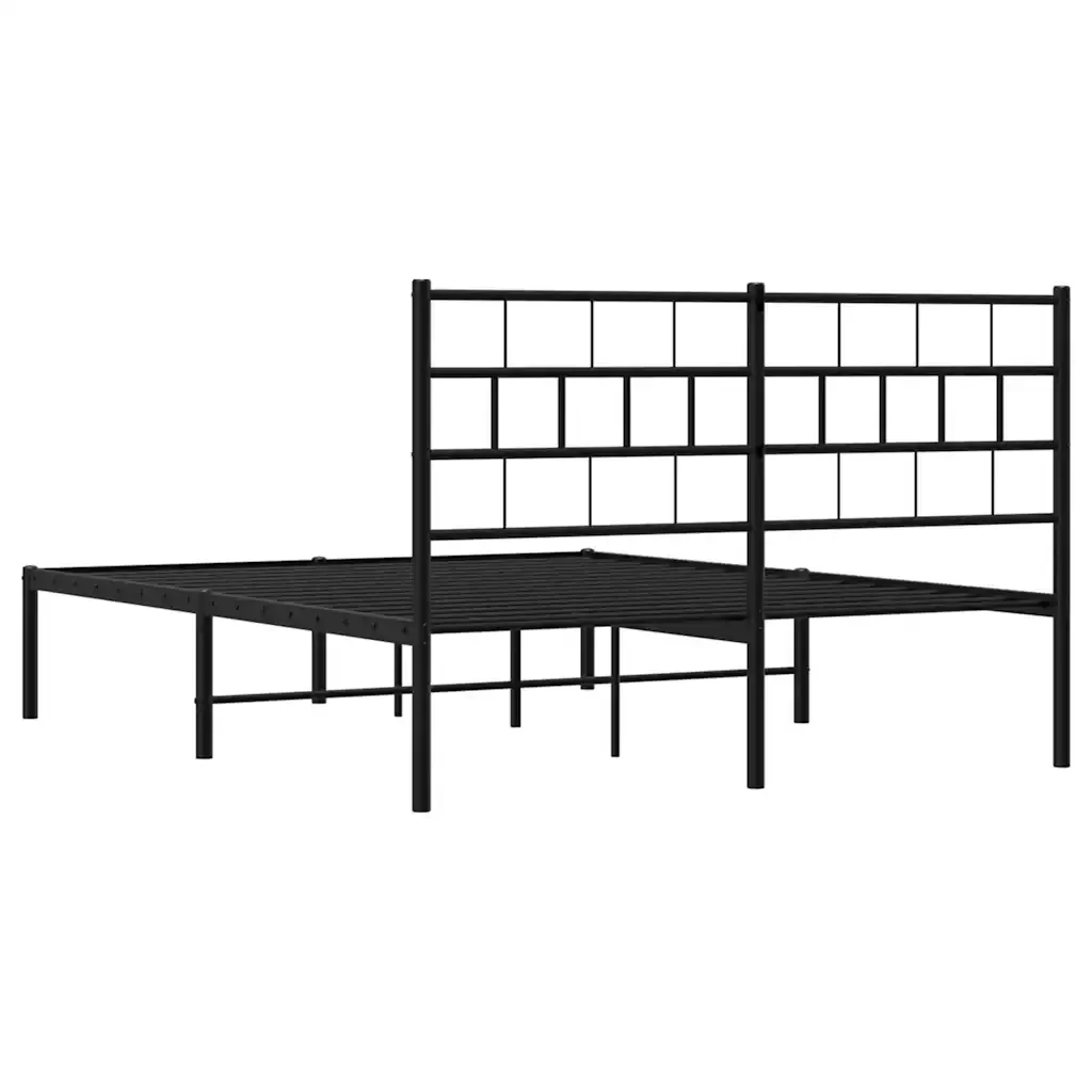 Letto matrimoniale | Letto per adulti | Giroletto con Testiera in Metallo Nero 135x190 cm - Image 8