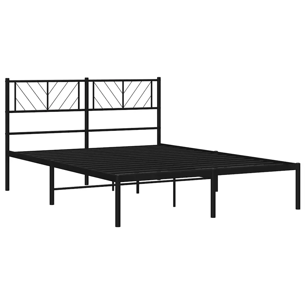 Letto matrimoniale | Letto per adulti | Giroletto con Testiera in Metallo Nero 135x190 cm - Image 5