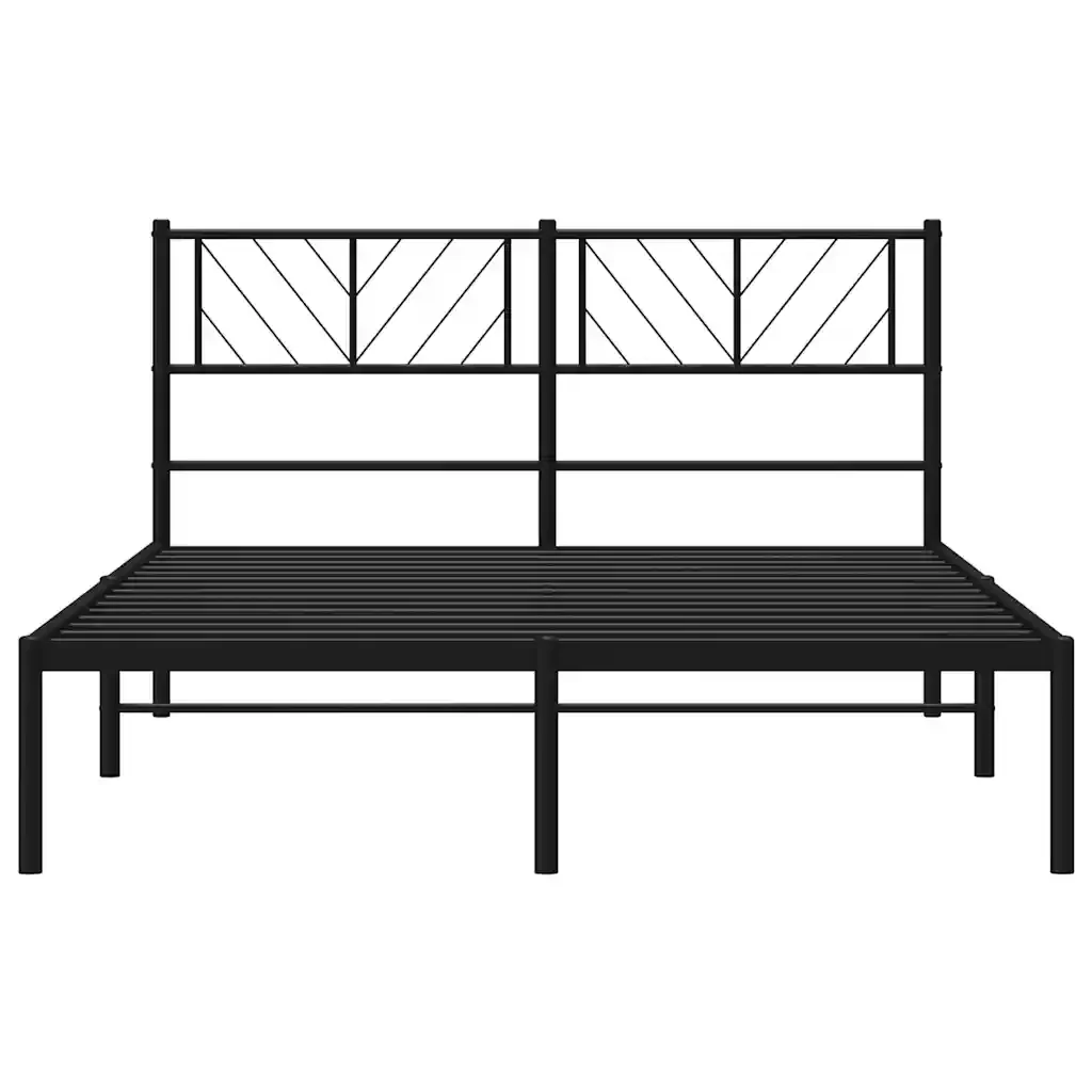 Letto matrimoniale | Letto per adulti | Giroletto con Testiera in Metallo Nero 135x190 cm - Image 6