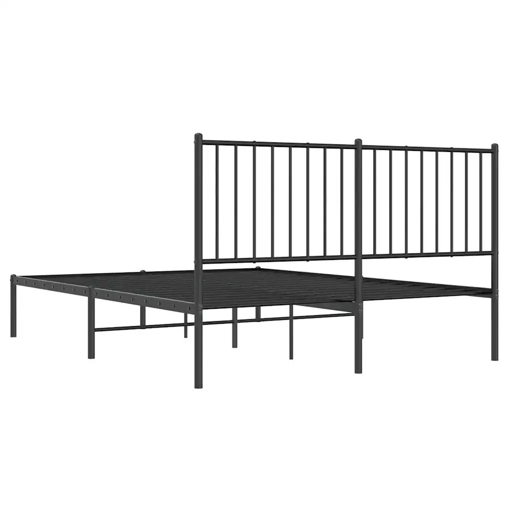 Letto matrimoniale | Letto per adulti | Giroletto con Testiera in Metallo Nero 135x190 cm - Image 8