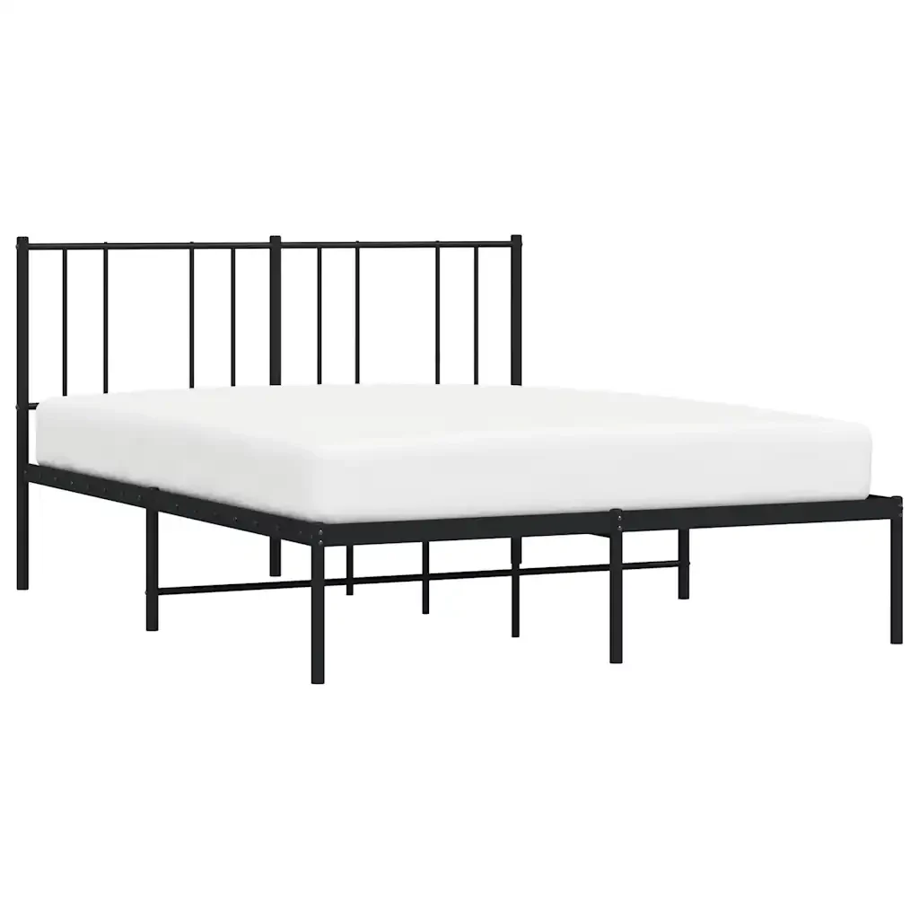 Letto matrimoniale | Letto per adulti | Giroletto con Testiera in Metallo Nero 135x190 cm - Image 5