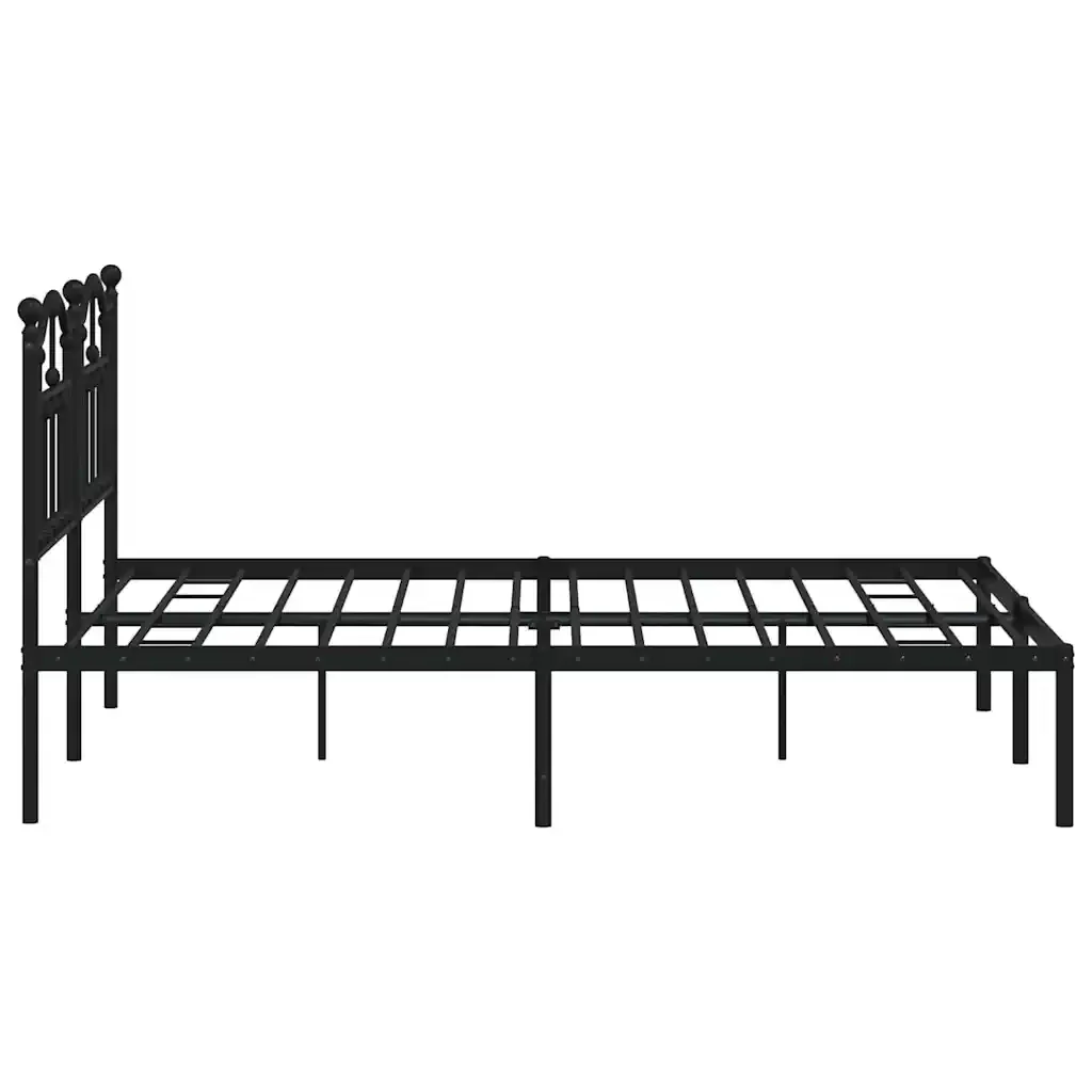 Letto matrimoniale | Letto per adulti | Giroletto con Testiera in Metallo Nero 135x190 cm - Image 7