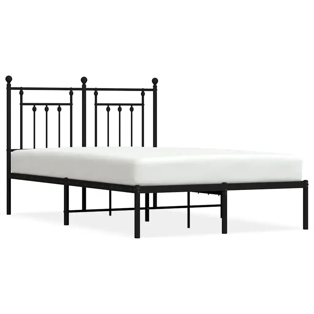 Letto matrimoniale | Letto per adulti | Giroletto con Testiera in Metallo Nero 135x190 cm