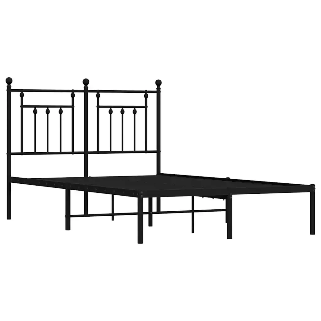 Letto matrimoniale | Letto per adulti | Giroletto con Testiera in Metallo Nero 135x190 cm - Image 3