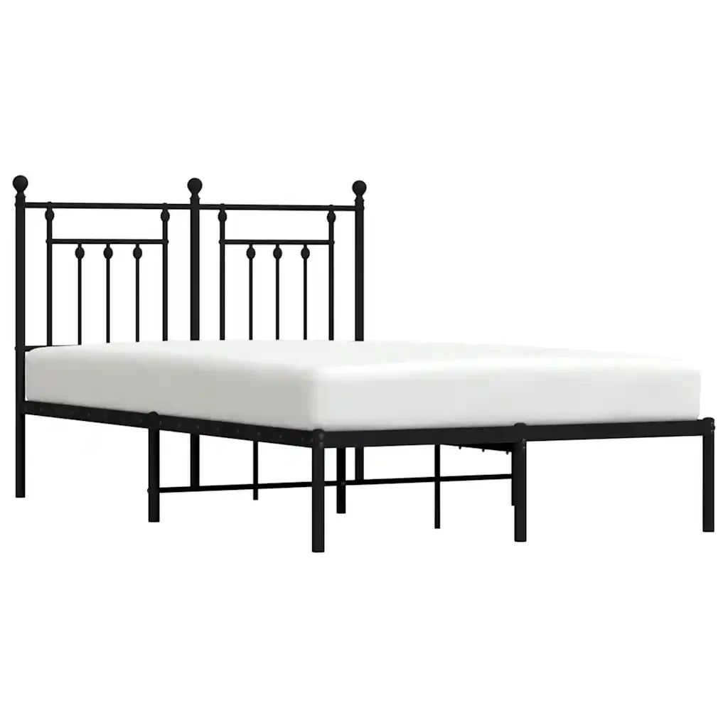 Letto matrimoniale | Letto per adulti | Giroletto con Testiera in Metallo Nero 135x190 cm - Image 5