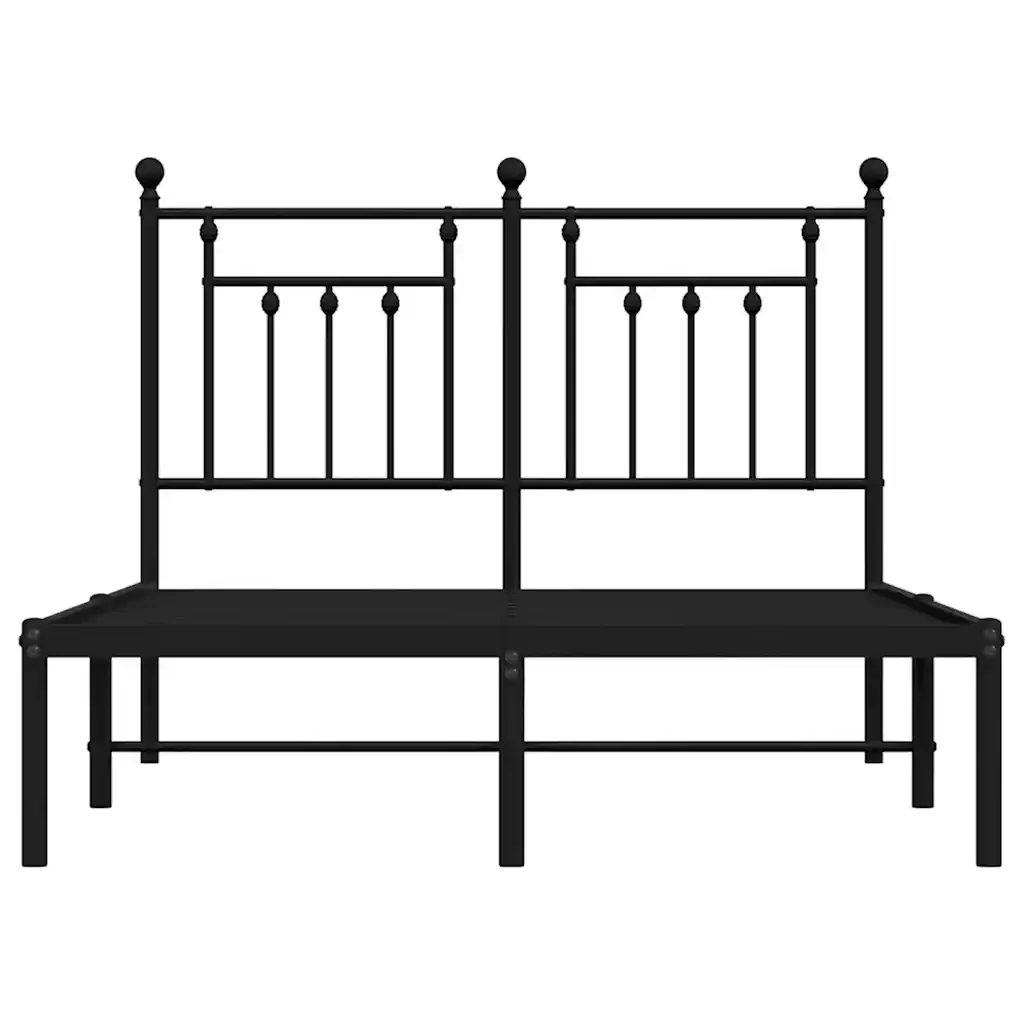 Letto matrimoniale | Letto per adulti | Giroletto con Testiera in Metallo Nero 135x190 cm - Image 6