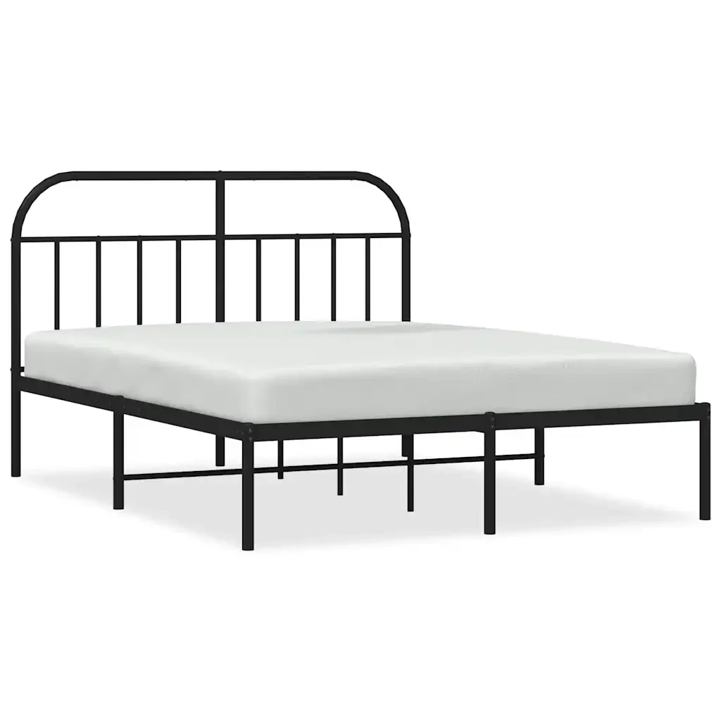 Letto matrimoniale | Letto per adulti | Giroletto con Testiera in Metallo Nero 135x190 cm