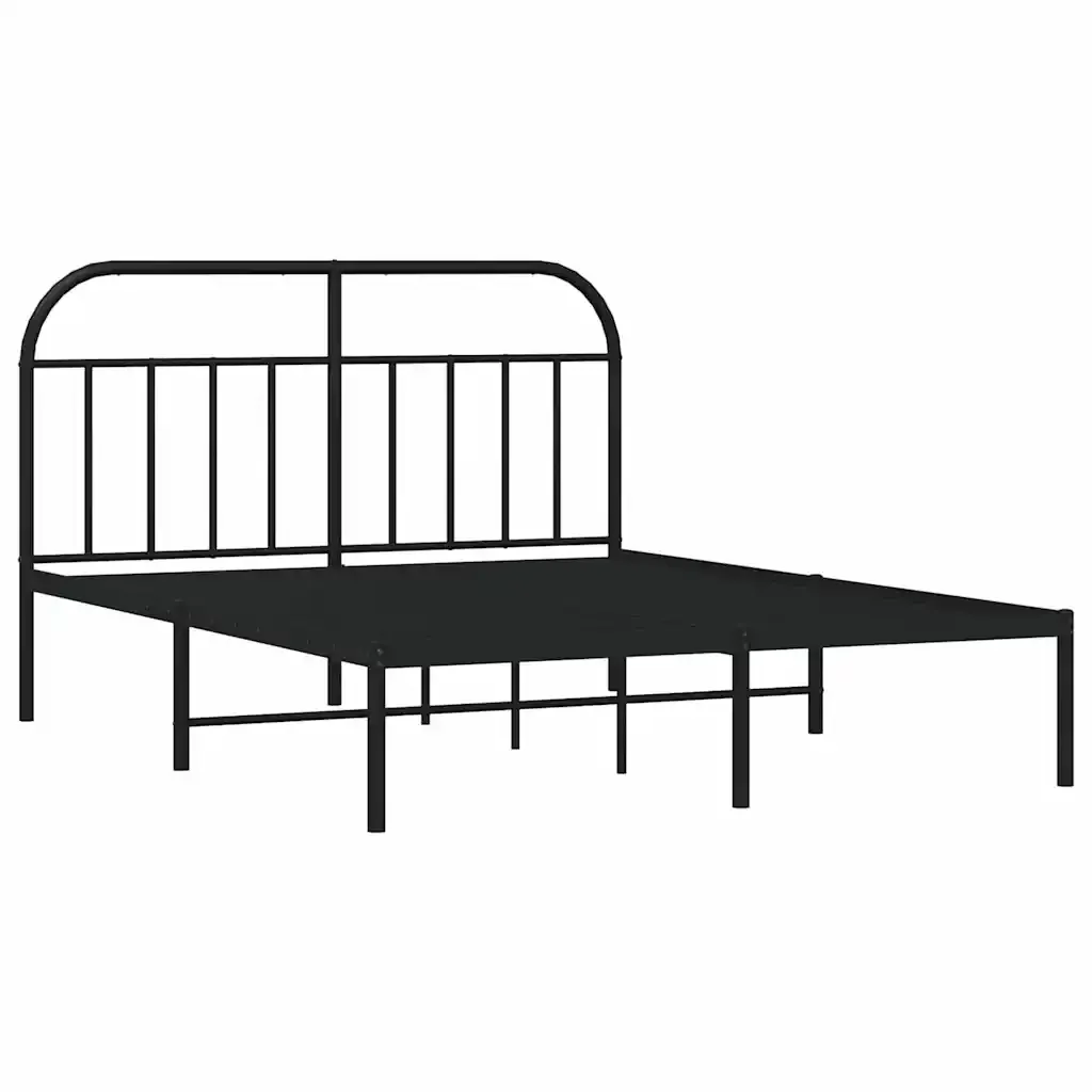 Letto matrimoniale | Letto per adulti | Giroletto con Testiera in Metallo Nero 135x190 cm - Image 3