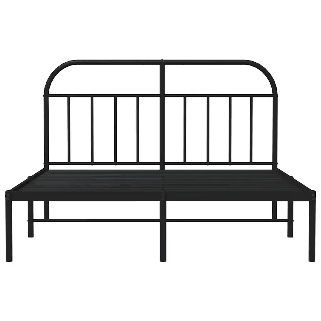 Letto matrimoniale | Letto per adulti | Giroletto con Testiera in Metallo Nero 135x190 cm - Image 6