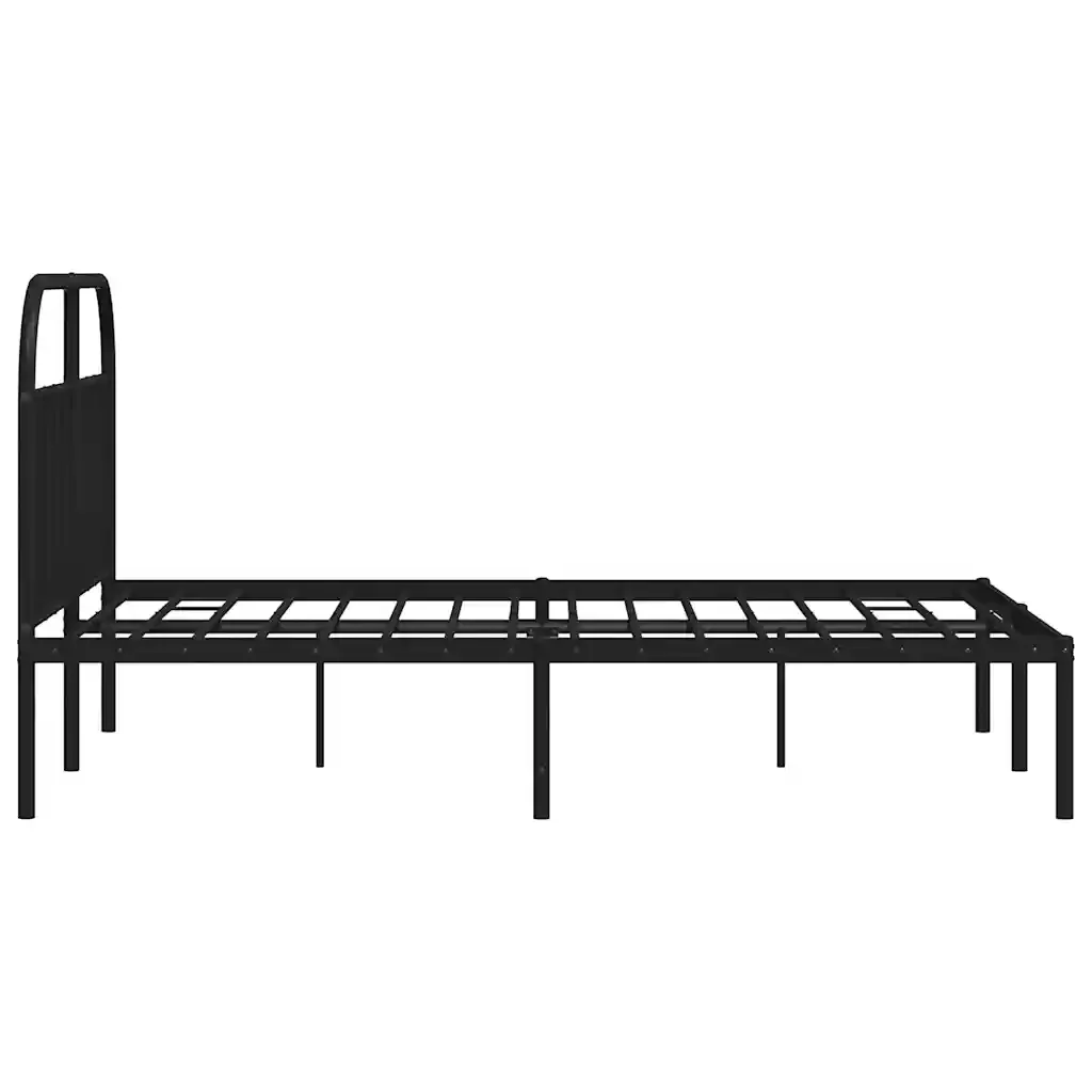 Letto matrimoniale | Letto per adulti | Giroletto con Testiera in Metallo Nero 135x190 cm - Image 7