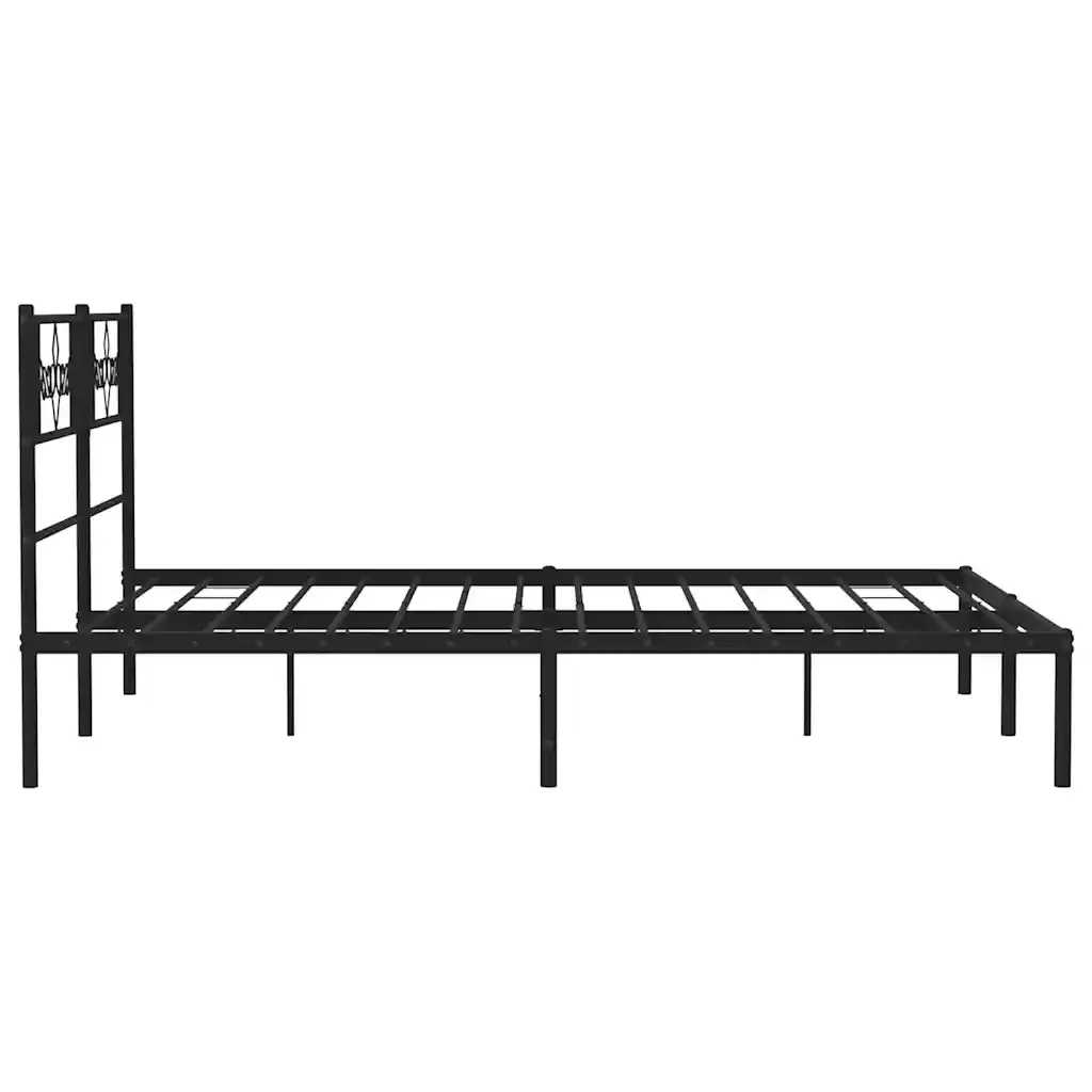 Letto matrimoniale | Letto per adulti | Giroletto con Testiera in Metallo Nero 135x190 cm - Image 7